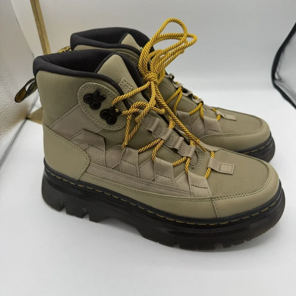 Dr. Martens‎ Boury Nylon & Leather Men's Boots Olive Green Size M 8 / L 9